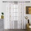 2PCS White Sheer Curtains Gold Foil Marble Print Rod Pocket Window Curtains, 52" W x 84" L
