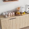 68 Inch Oak Sideboard Buffet Cabinet with 4 Doors, Large Decorative Storage Cabinet with Adjustable Shelves