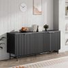 68 Inch Oak Sideboard Buffet Cabinet with 4 Doors, Large Decorative Storage Cabinet with Adjustable Shelves