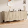 68 Inch Oak Sideboard Buffet Cabinet with 4 Doors, Large Decorative Storage Cabinet with Adjustable Shelves