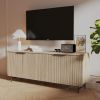 68 Inch Oak Sideboard Buffet Cabinet with 4 Doors, Large Decorative Storage Cabinet with Adjustable Shelves