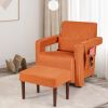 Modern Berber Fleece Accent Chair with Ottoman and Waist Pillow for Living Room