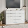 Fluted Drawer Dresser For Bedroom, Wood Storage Cabinet With Golden Metal Handles, Modern Closet Of Drawers for Living Room