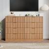 Fluted Drawer Dresser For Bedroom, Wood Storage Cabinet With Golden Metal Handles, Modern Closet Of Drawers for Living Room
