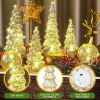 6 Pcs Mercury Glass Christmas Tree for Tabletop Light up Figurine Christmas Tree Mercury Cracked Glass Globe with Light for Xmas Decor Home Party Cen