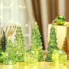 6 Pcs Mercury Glass Christmas Tree for Tabletop Light up Figurine Christmas Tree Mercury Cracked Glass Globe with Light for Xmas Decor Home Party Cen