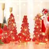 6 Pcs Mercury Glass Christmas Tree for Tabletop Light up Figurine Christmas Tree Mercury Cracked Glass Globe with Light for Xmas Decor Home Party Cen