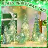 6 Pcs Mercury Glass Christmas Tree for Tabletop Light up Figurine Christmas Tree Mercury Cracked Glass Globe with Light for Xmas Decor Home Party Cen