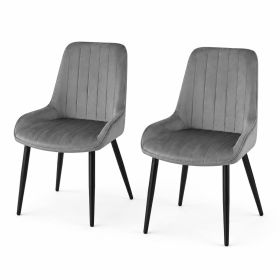 2pcs modern velvet dining chairs, fabric chairs with metal legs, dining chairs for living rooms, bedrooms, outdoor lounges, cafes, restaurants (Color: grey)