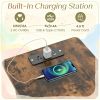 Tea table with charging station socket and flip cover