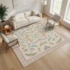 Washable 5x7FT Light Pink Rug for Bedroom - Pink Boho Girl Nursery Rug, Living Room, Nature Insect Bug Print Home Decor