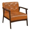 Rubber Wood Frame Accent Chair with Armrest for Living Room