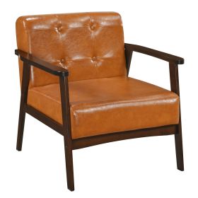 Rubber Wood Frame Accent Chair with Armrest for Living Room (Color: Walnut)