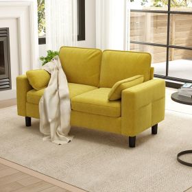 PPL Loveseat Sofa Chair - 56" Modern Accent Chairs with Arm, Living Room Couch with Side Pocket (Color: Mustard)