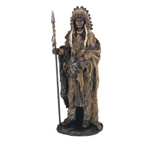 14"H Native American Warrior with Spear Figurine Home Decor Gift (Model: GSC7811358)