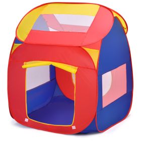 Portable Kid Play House Toy Tent with 100 Balls (Color: Blue+Red)