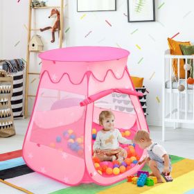 Portable Kid Play House Toy Tent with 100 Balls (Color: pink)