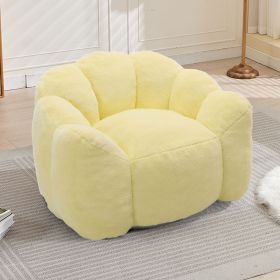 Lotus type compression sofa Adult bean bag sofa with pull ring can be easily moved without installation Suitable for various environments such as liv (Color: Yellow)