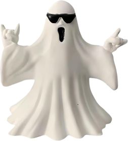 Halloween Ghost Figurine - Spooky Resin Ghost Statue, Funny Cute Ghost Ornaments for Halloween Decorations, Porch and Indoor Home Office Desk Decor, (Color: Rock Music Ghost)