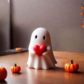 Halloween Ghost Figurine - Spooky Resin Ghost Statue, Funny Cute Ghost Ornaments for Halloween Decorations, Porch and Indoor Home Office Desk Decor, (Color: Love Heart Ghost)