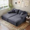 Oversized Double Chaise Lounge Corduroy Upholstered Boneless Couch Cloud Deep Seat Sofa