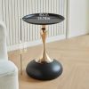 Modern Round Side Table White & Golden - Compact Metal Pedestal Accent Table with Round Top, Minimalist Bedside Table for Small-Space Furniture, Easy