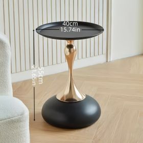 Modern Round Side Table White & Golden - Compact Metal Pedestal Accent Table with Round Top, Minimalist Bedside Table for Small-Space Furniture, Easy (number: 1pcs, Color: Black)