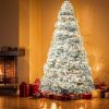 Pre-lit Artificial Christmas Tree, Prelighted Green Artificial Hinged Spruce Xmas Tree with 347 Branch Tips, 120 Incandescent Lights