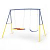 Swing Set for Backyard, 330lbs Swing Set with Heavy-Duty A-Frame Metal Outdoor Swing Stand, 1 Saucer Swing Seat & 1 Belt Swings Seat