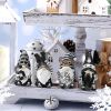 4 Pcs Resin Winter Snow Gnome Figurines Decoration Snowflake Antlers Gnome Sculpture Decoration