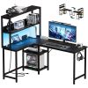 43/53 Inch L-Shaped Desk with Storage Shelves & Hooks - Reversible Computer Table Suitable for Office, Gaming Setup, Workstation with Spacious, Assem