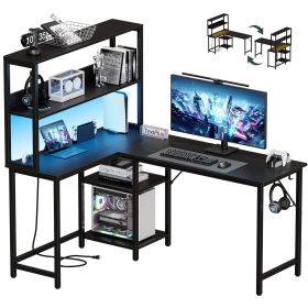 43/53 Inch L-Shaped Desk with Storage Shelves & Hooks - Reversible Computer Table Suitable for Office, Gaming Setup, Workstation with Spacious, Assem (size: 53in)
