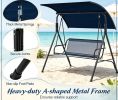 Adjustable Canopy Patio Swing Chair with Removable Cushion And Metal Stand Outdoor Swinging Seating for Backyard Garden