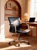 Heavy-Duty Ergonomic Mid-Back Executive Desk Chair, PU Leather Office Chair 350