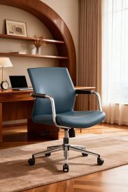 Heavy-Duty Ergonomic Mid-Back Executive Desk Chair, PU Leather Office Chair 350 (Color: Blue)