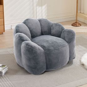 Lotus type compression sofa Adult bean bag sofa with pull ring can be easily moved without installation Suitable for various environments such as liv (Color: Gray)