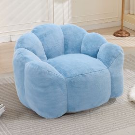 Lotus type compression sofa Adult bean bag sofa with pull ring can be easily moved without installation Suitable for various environments such as liv (Color: Blue)