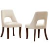 Cutout Back Counter Height Bar Stools Set of 2, Mid Century Chenille Upholstered Kitchen Island Stools with Solid Rubberwood Legs
