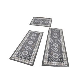 3 Piece Washable Farmhouse Kitchen Rugs Sets (Color: As pic show, Type: Style D)