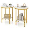 2-Tier Round Coffee Table with Storage Shelf Living Room Side Tables