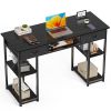 Computer Desk Small Home Office Bedroom Writing Study PC Table with Storage Space Fabric Side Bag Headphone Hook Metal Frame Adjustable