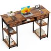 Computer Desk Small Home Office Bedroom Writing Study PC Table with Storage Space Fabric Side Bag Headphone Hook Metal Frame Adjustable