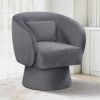 Swivel Accent Chair Upholstered Barrel Chair with Curved Back and Removable Lumbar Pillow