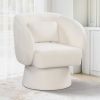 Swivel Accent Chair Upholstered Barrel Chair with Curved Back and Removable Lumbar Pillow