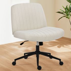 Office chair, backrest, armless office chair, adjustable swivel for comfortable home office, pink, Teddy wool fabric (Color: cloth beige)
