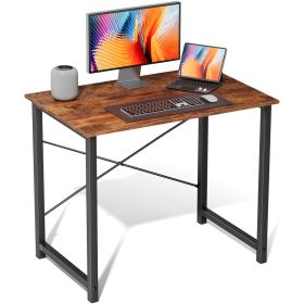 Computer Desk for Home Office, Modern Study Work Table Simple Style for Bedroom, Writing Desks with X-Shaped Reinforcement (Color: brown/31IN)