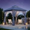 8'x8' Patio Gazebo Outdoor Heavy Duty Party Tent Shelter With Double Roofs, Mosquito Nettings And Privacy Screens For Backyard, Garden, Lawn