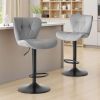 Swivel Bar Stools Set Of 2 with Adjustable Height, Fabric with Backrest for Outdoor Use Only