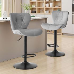 Swivel Bar Stools Set Of 2 with Adjustable Height, Fabric with Backrest for Outdoor Use Only (Color: grey)