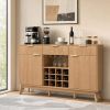 Wine Bar Cabinet with Adjustable Shelves and 2 Doors 3 Glass Holders for Kitchen
